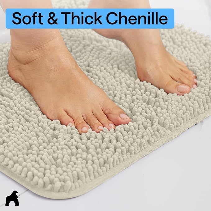 GORILLA GRIP Bath Rug Mat 30x20, Thick Soft Absorbent Chenille, Quick Dry - Image 4