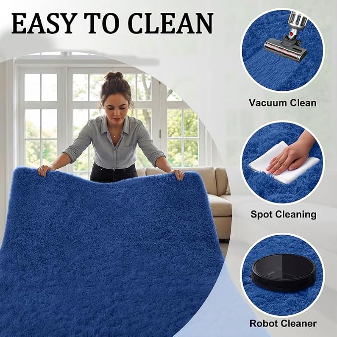 Area Rug for Living Room Bedroom: 5x7 Soft Fluffy Shag Rugs Upgrade Non-Slip - Image 7