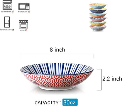 Selamica Ceramic 30oz Large Pasta Salad Bowls 8 Inch Wide and Shallow Soup Bowls - Image 2