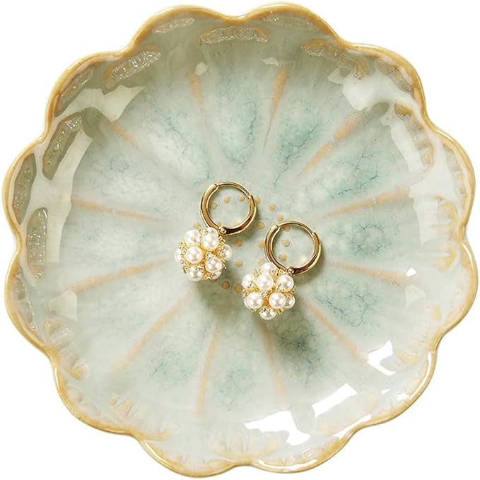 Lotus Ring Holder Dish Small Indoor Ash Tray, Ceramic Dessert Plate Trinket by JAMEND+CLXP