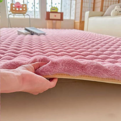 Dusty Rose Rabbit Plush Rug 5'x8', Fluffy Faux Fur Shaggy Area Rug - Image 8