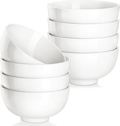 MALACASA Small White Ceramic Bowls Set of 8, 14 OZ Compact Dessert Bowls Rice by MALACASA