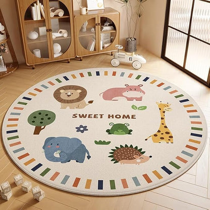 Poowe Kids Play Mat Baby Nursery Rug Round Educational Alphabet Soft Area Rug - Image 3