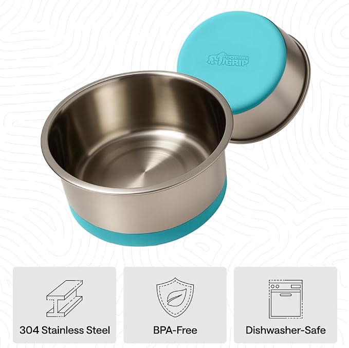 GORILLA GRIP Dog Bowl, Holds 4 Cups, Food Grade 304 Stainless Steel Food and - Image 6