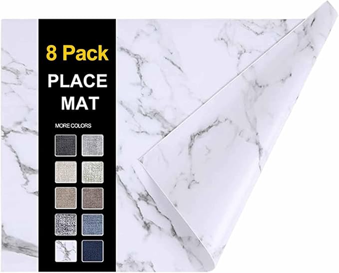 Faux Leather Heat Resistant Placemats 8 Packs, Waterproof Wipeable Dining PU by homing
