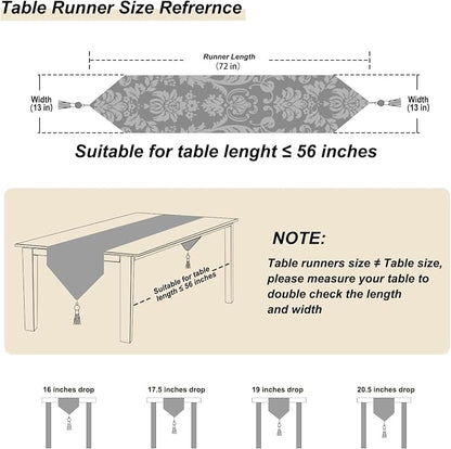 Luxury Damask Table Runner 72 Inches Long Beige Chenille Jacquard European | - Image 2