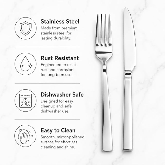 SANTUO 16-Piece Stainless Steel Dinner Knife and Fork Set - Image 3