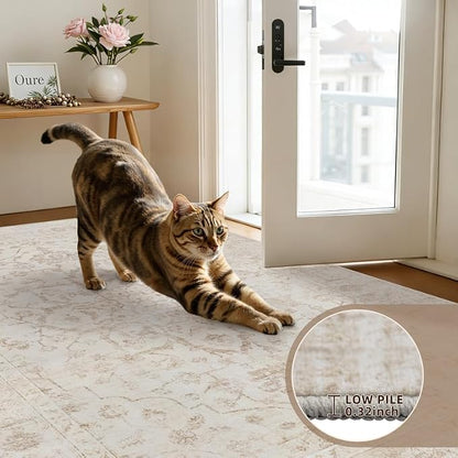 Area Rugs 9x12 Living Room: Vintage Boho Neutral Washable Rug Indoor Soft Large - Image 9