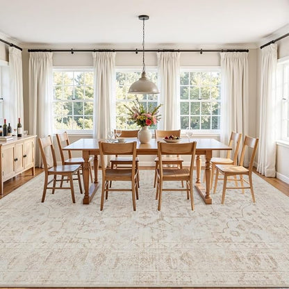 5x7 Area Rugs for Living Room: Vintage Boho Neutral Washable Rug Indoor Soft - Image 9