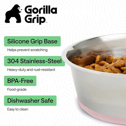 GORILLA GRIP Dog Bowls, Food Grade 304 Stainless Steel, Holds 8 Cups Each Food - Image 2