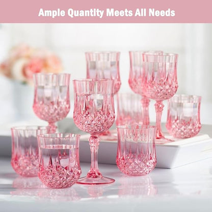 24Pack Plastic Wine Glasses, 7oz Vintage Goblets - Image 3