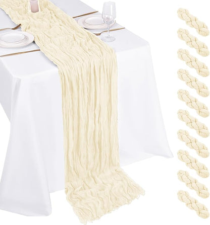 10 Pack Ivory Cheesecloth Table Runner 17x108 Inch Boho Gauze Cheese Cloth by Unknown