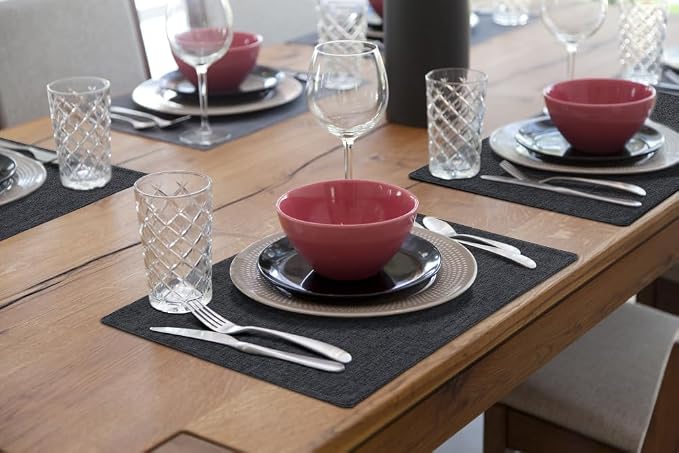 Faux Cotton Linen Placemats Set of 6, Cloth Washable Farmhouse Dining Table Mats - Image 9