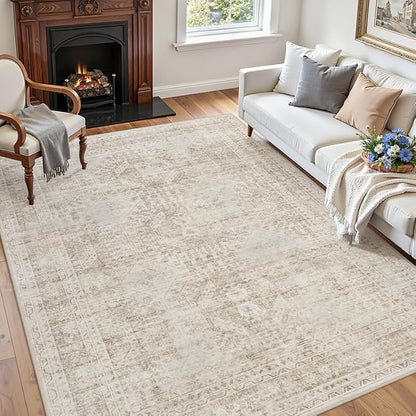 3x5 Area Rugs for Living Room: Vintage Boho Neutral Washable Rug Indoor Soft - Image 3
