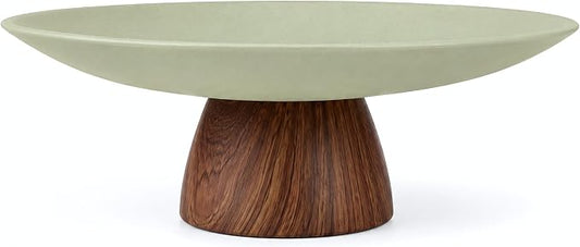 Large Decorative Bowl, Japandi Resin Pedestal Bowl by WANCHIY