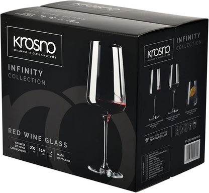 Krosno Red Wine Glasses | Elegant Design | Set of 6 | 16.9 oz | Infinity - Image 8