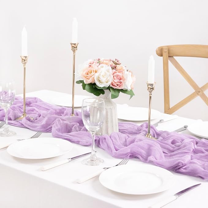Lilac Gauze Cheesecloth Table Runner 10ft Romantic Summer Centerpiece | - Image 4