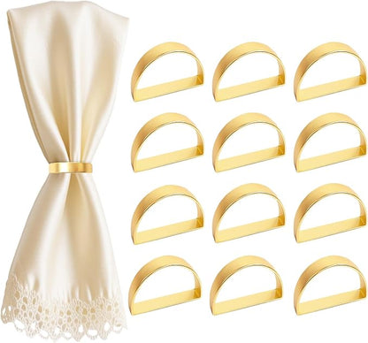 Gold Napkin Rings, Thanksgiving Christmas Napkin Rings Set of 12, Nickel-Plated by EMORBALS