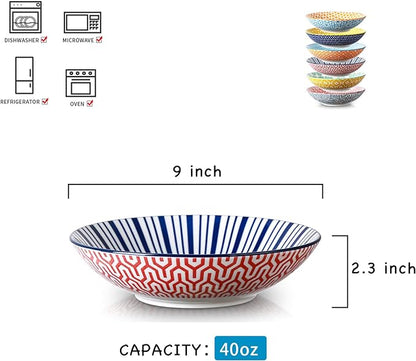Selamica Porcelain 40oz Large Bowls 9 inch Big Pasta Salad Bowls, Microwave and - Image 2