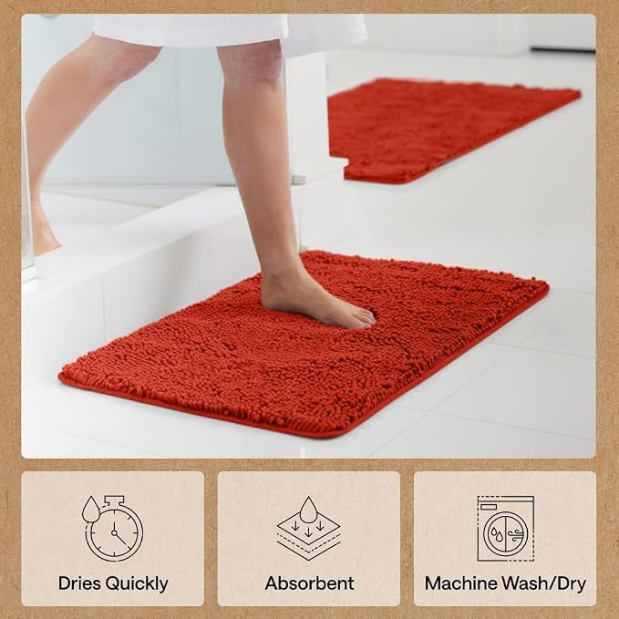 GORILLA GRIP Bath Rug Mat 60x24, Thick Soft Absorbent Chenille, Quick Dry - Image 7