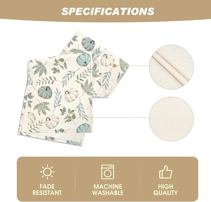 Artoid Mode 210 GSM Fall Table Runner 13x120 Inch Home Party Decor | Blue - Image 5