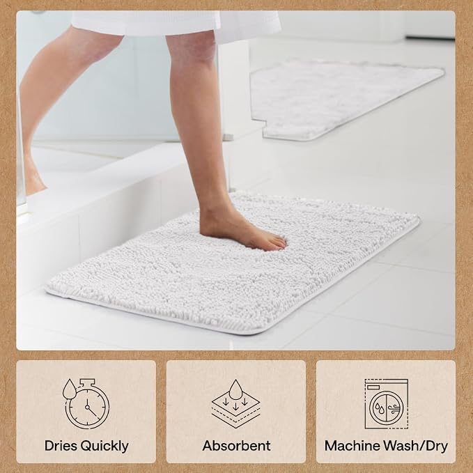 GORILLA GRIP Bath Rug Mat 30x20, Thick Soft Absorbent Chenille, Quick Dry - Image 7