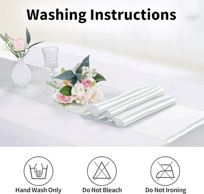 5-Pack Satin Table Runner Silver 12 x 108 inches Long, Table Runners - Image 6