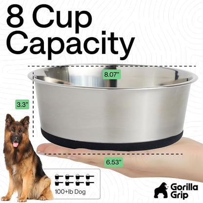 GORILLA GRIP Dog Bowl, Holds 8 Cups, Food Grade 304 Stainless Steel Food and - Image 4