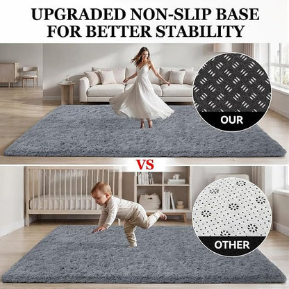 Area Rug for Living Room Bedroom: 6x9 Soft Fluffy Shag Rugs Upgrade Non-Slip - Image 8