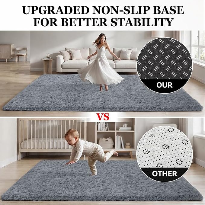 Area Rugs 9x12 Living Room Bedroom: Soft Fluffy Shag Rugs Upgrade Non-Slip High - Image 8