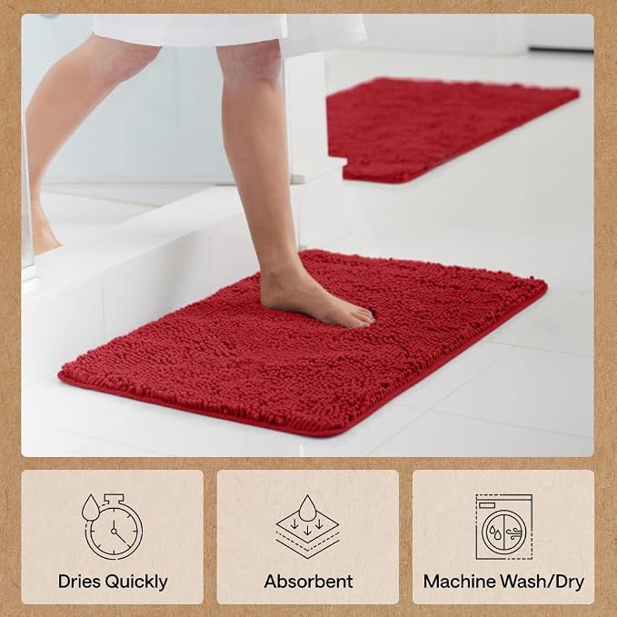 GORILLA GRIP Bath Rug Mat 60x24, Thick Soft Absorbent Chenille, Quick Dry - Image 7
