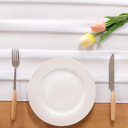 White Chiffon Table Runner Summer Boho Wedding Birthday Party Decor | 10ft - Image 3
