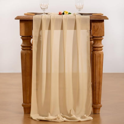Champagne Chiffon Table Runner Summer Boho Wedding Birthday Party Decor | 10ft - Image 5