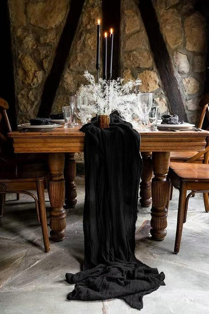 12Pack Black Cheesecloth Table Runner 20 x 120 inch Gauze Table Runners | Boho - Image 2