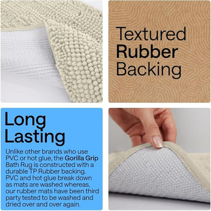 GORILLA GRIP Bath Rug Mat 30x20, Thick Soft Absorbent Chenille, Quick Dry - Image 3