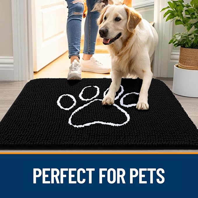 OLANLY Dog Door Mat for Muddy Paws 35x24, Paw Print Design, Absorbs Moisture - Image 6