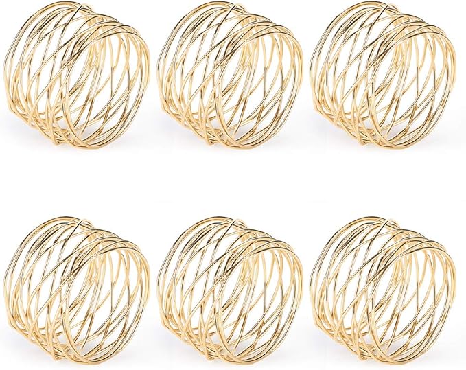 Accmor Napkin Rings, Metal Gold Round Napkin Rings Buckles by Accmor
