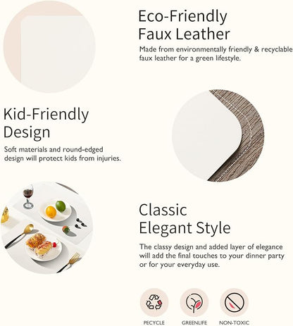 Maxpearl Faux Leather Placemats Set of 4, Ivory White | Waterproof - Image 6