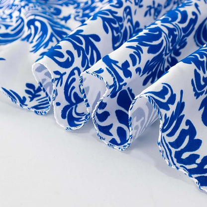 Efavormart 120" Royal Blue Velvet Flocking Damask Tafetta Round Tablecloth - Image 9