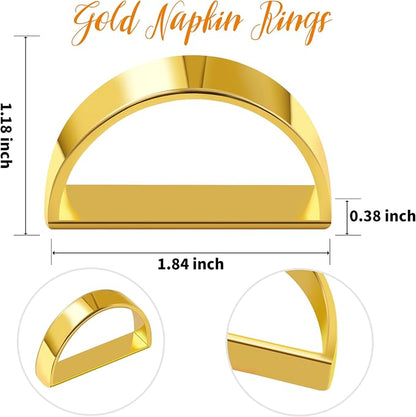 Gold Napkin Rings Set of 12, Semicircle Metal Bright Gold Napkin Holder Buckles - Image 7