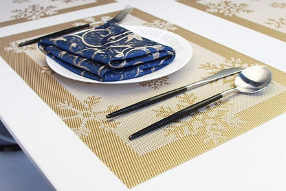 PIGCHCY Christmas Placemats Snowflake Woven Heat Resistant Placemats Washable - Image 4