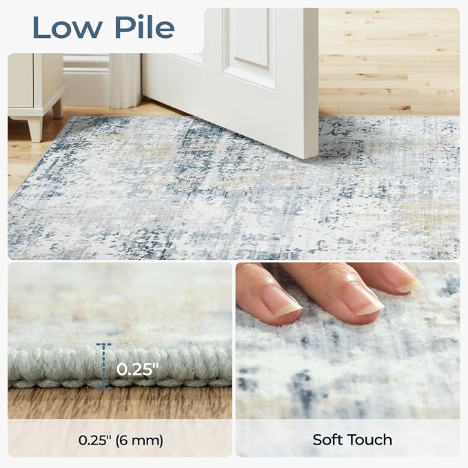 8x10 Washable Area Rug, Abstract Large Living Room Rug Non-Slip, Indoor Modern - Image 3