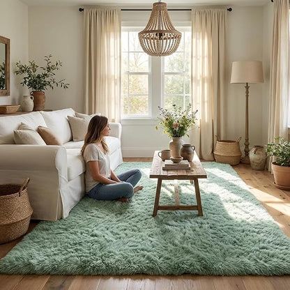 Mugorn Green Rugs for Bedroom, 3x5 Feet Fluffy Area Rugs for Living Room - Image 8