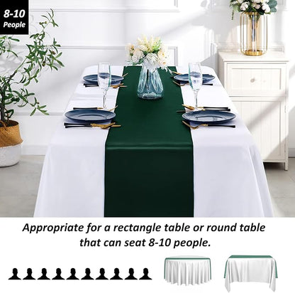 SiinvdaBZX 24 Pcs Green Satin Table Runner 12 x 108 inches Long | Bright Smooth - Image 3