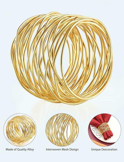 Twisted Wire Mesh Napkin Rings Holders Décor Dinner Party Wedding Christmas - Image 5