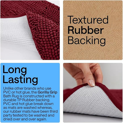 GORILLA GRIP Bath Rug Mat 30x20, Thick Soft Absorbent Chenille, Quick Dry - Image 3