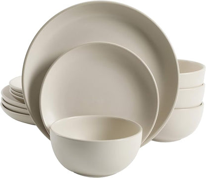 Gibson Home Rockaway 12-Piece Round Stoneware Dinnerware Set, Service by GibsonHomewares
