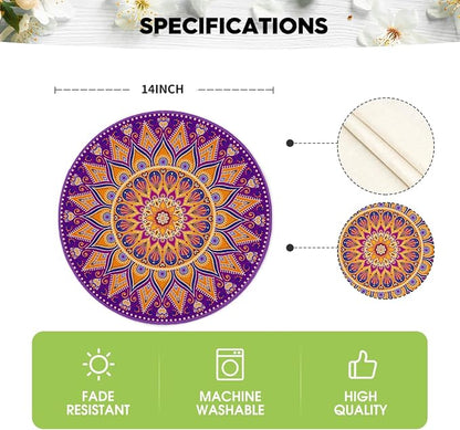 Artoid Mode Purple Mandala Round Placemats Set of 4, 14 Inch Seasonal Spring - Image 6