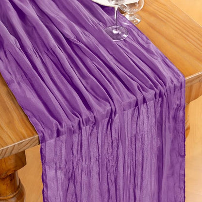 DeZerlor Dark Purple Cheesecloth Table Runner 1 Pack Fall Runner | 120Inch - Image 2