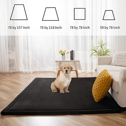 MAXYOYO Black Coral Velvet Area Rug, Thick Japanese Tatami Mat Living Room - Image 7
